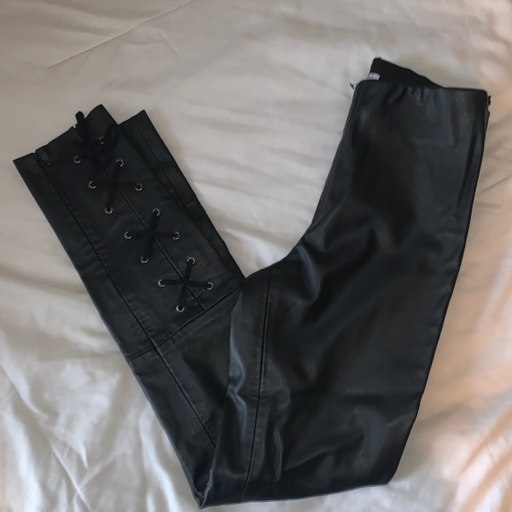 HIGH WAISTED FAUX LEATHER PANTS